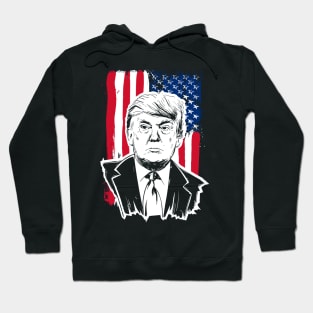 trump mugshot with american flag Hoodie